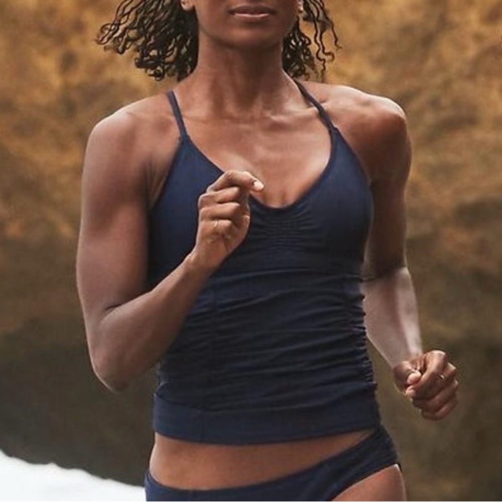Athleta Navy Blue Ruched Tankini Swim Top, NWT’s